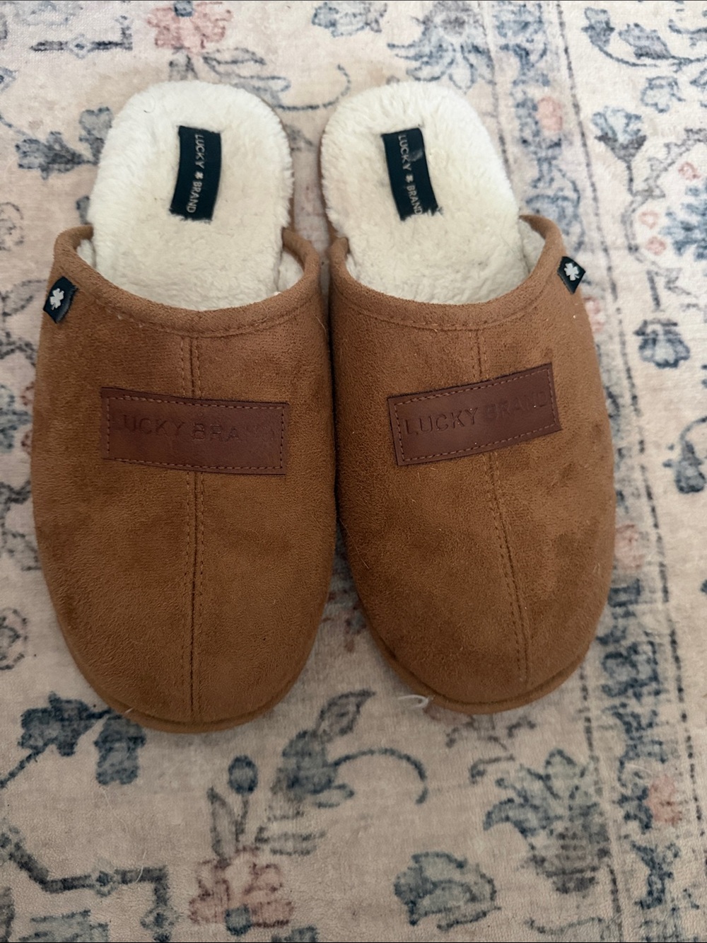 Lucky Brand Brown Suede-Look Plush-Lined Slip-On Loafers